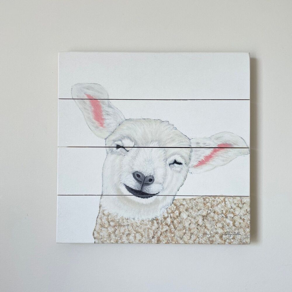 Wooden Lamb Sheep Sign Farmhouse Wall Art Decor
